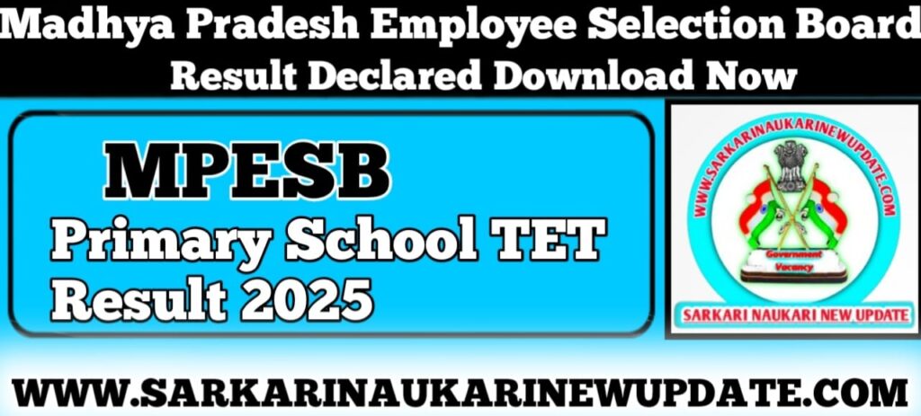 MPESB Primary School TET Result 2025