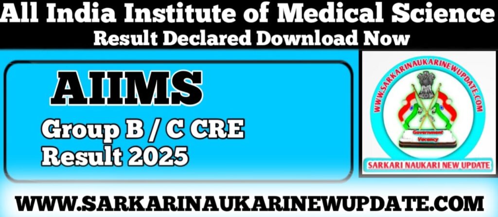 AIIMS Group B / C CRE Result 2025