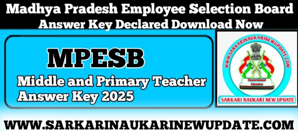 MPESB Middle and Primary Teacher Answer Key 2025