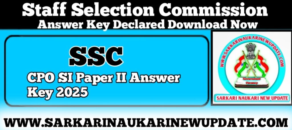 SSC CPO SI Paper II Answer Key 2025