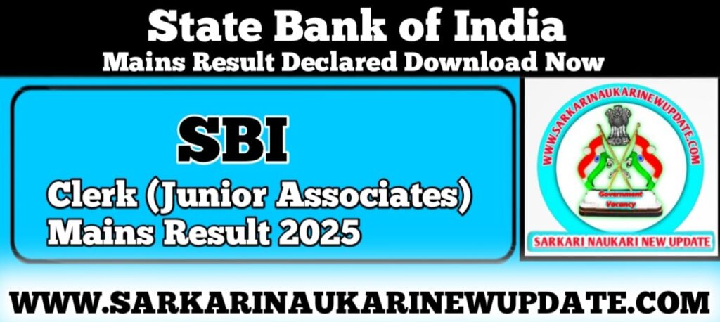 SBI Clerk (Junior Associates) Mains Result 2025