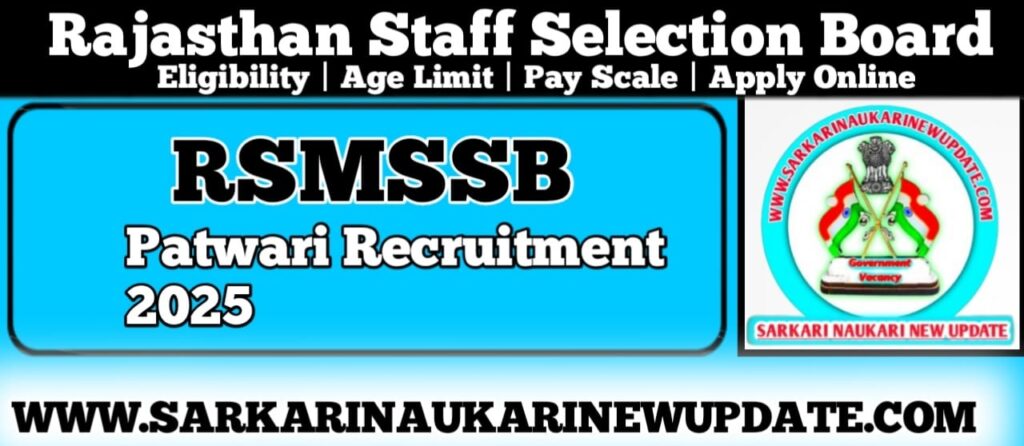 RSMSSB Patwari Recruitment 2025 (Re-Open)
