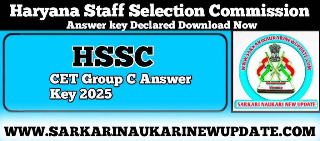 HSSC CET Group C Answer Key 29 July 2025 PDF Download