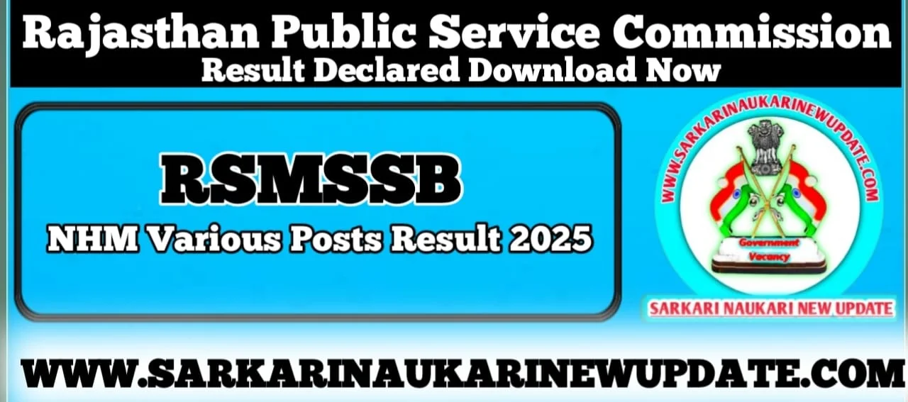 RSMSSB NHM Various Posts Result 2025 PDF Download
